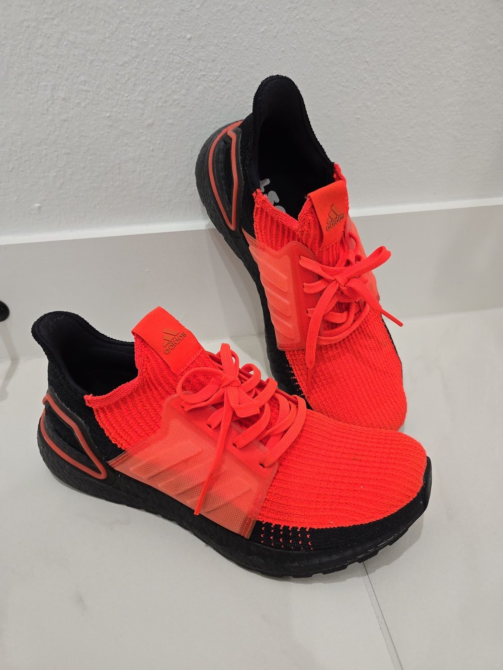 adidas Mens Neon Red and Black Athletic Sneakers Size 9